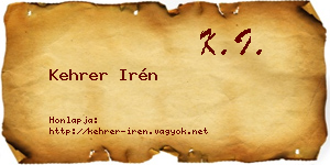 Kehrer Irén névjegykártya